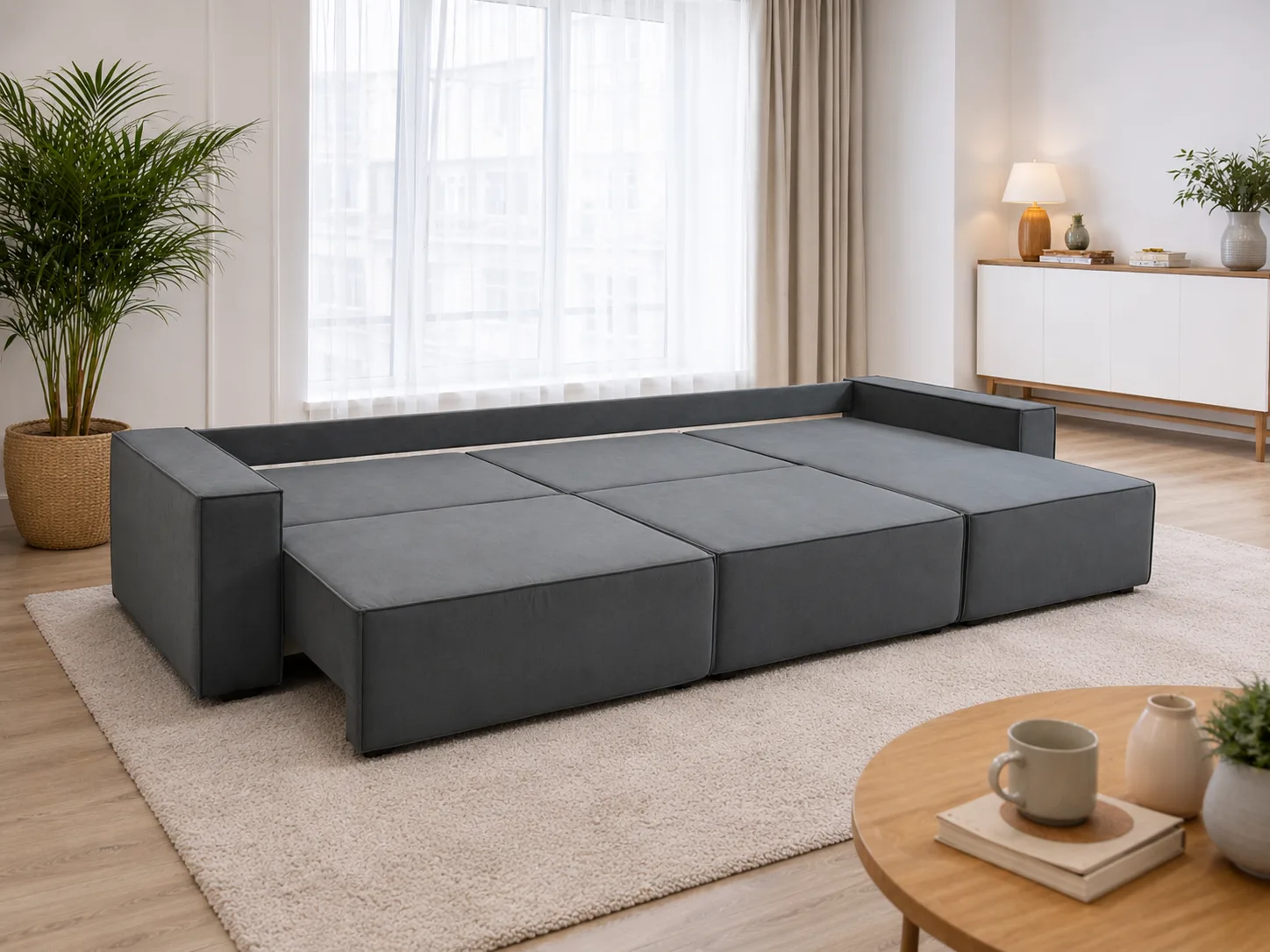 Угловой диван-кровать DobryyYA Loft полностью разложен Угловой диван-кровать DobryyYA Loft полностью разложен